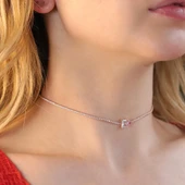 Kalp Choker Gümüş Kolye - 5