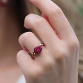 Kök Yakut Taşlı Gümüş Otantik Set - 4