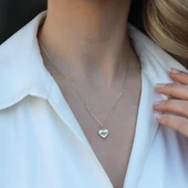 Arı Figürlü Sedef Kalp Gold Kaplama Gümüş Kolye thumbnail 1