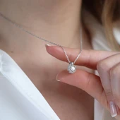 Round Kesim Prenses Modeli 6,5 mm E Moıssenıte Gümüş  Set thumbnail 4