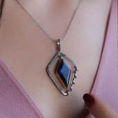 Safir Taşlı Gümüş Otantik Tasarım Kolye thumbnail 2