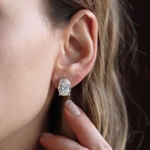 Oval Kesim Tek Taş Modeli  4,5ct 925 Ayar Gümüş Sky Diamond Set thumbnail 2