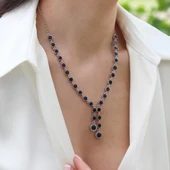 Kök Safir Taşlı Otantik Gümüş Kolye thumbnail 3