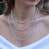 Zirkon Taşlı Su Yolu Gümüş Kolye thumbnail 1