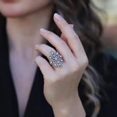 Elmas Montür Modeli Rose Gold Gümüş Yüzük thumbnail 4