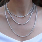 Zirkon Taşlı Su Yolu Gümüş Kolye thumbnail 3