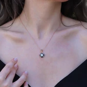 Elmas Montür Modeli Taşlı Rose Gold Gümüş Kolye thumbnail 3