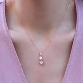 3'lü Sıra Zirkon Taşlı Rose Gold Kaplama Gümüş Set thumbnail 3