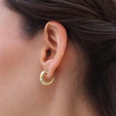 Yarı Taşlı T Halka Gümüş Küpe thumbnail 2