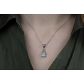 Aquamarine Taşlı Gümüş Otantik Kolye thumbnail 2