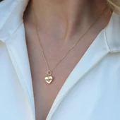 Arı Figürlü Sedef Kalp Gold Kaplama Gümüş Kolye thumbnail 3