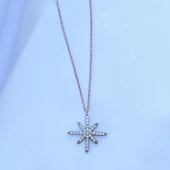 Kutup Yıldızı Zirkon Taşlı Rose Gold Kaplama Gümüş Kolye thumbnail 4