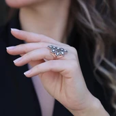 Elmas Montür Modeli Rose Gold Gümüş Yüzük thumbnail 3