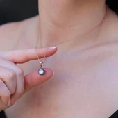 Elmas Montür Modeli Gül Rose Gold Gümüş Kolye thumbnail 4