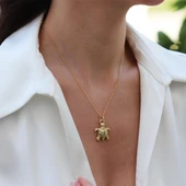 Kaplumbağa Bombeli Gold Gümüş Kolye thumbnail 2