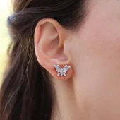 Kelebek Taşlı Gümüş Küpe thumbnail 2