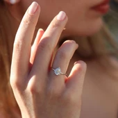 Etrafı Pırıltılı Taşlarla Çevirili Damla Montür Sky Diamond Gümüş Set thumbnail 4