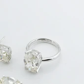 Oval Kesim Tek Taş Modeli  4,5ct 925 Ayar Gümüş Sky Diamond Set thumbnail 4