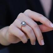 Elips Elmas Montür Modeli Rose Gold Gümüş Yüzük thumbnail 4