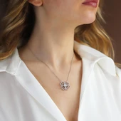 Round Kesim Yonca Modeli 6,5 mm E Moıssenıte Gümüş Kolye thumbnail 1