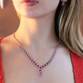 Yuvarlak Taşlı Su Yolu Gümüş Set thumbnail 4