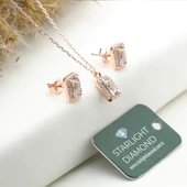 Starlight Diamond Baget Mini Pırlanta Montür Rose Gold Kaplama Gümüş Set thumbnail 1