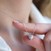 Kalp Pndr Zirkon Taşlı 925 Ayar Gümüş Kolye thumbnail 2