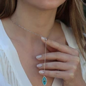 Mine İşli Göz Figürlü Gümüş Kolye thumbnail 3