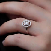 Starlight Diamond Elips Zirkon Taş Ortası Kare 3 Baget Pırlanta Montür Gümüş Set thumbnail 2