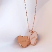 Nazar Boncuklu Rose Gold Kaplama Açılır Kapanır İsim Yazılabilen Gümüş Kolye thumbnail 2