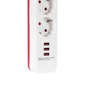 S-link SPG403U 1.5m 1.5mm 100% Bakır 750 Joule 3 Usb 5V2.4A 4lü Anahtarlı Akım Korumalı Priz - 3