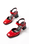 İNF-40450 Kırmızı Rugan Günlük Arkası Açık Topuklu Bayan Ayakkabı thumbnail 5