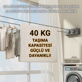 Polham 5.1 Metre Uzayabilir Çift Halatlı Çelik Dayanıklı Çek-Bırak Çamaşır İpi, 40 KG Taşıma Kapasiteli - 2