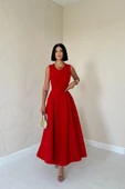 Kırmızı Halter Yaka Kloş Elbise thumbnail 1