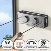 Polham 5.1 Metre Uzayabilir Çift Halatlı Çelik Dayanıklı Çek-Bırak Çamaşır İpi, 40 KG Taşıma Kapasiteli - 1