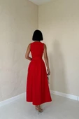 Kırmızı Halter Yaka Kloş Elbise thumbnail 4