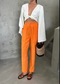 BEL LASTİK DETAYLI MODAL KUMAŞ PANTOLON - Orange thumbnail 4