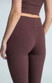 Yüksek Bel Fitilli Tayt - Kahverengi thumbnail 4