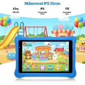 NPO NPK01Pro 8" 1280x800 IPS Ekran 4GB 64GB Android14 A523 2.0GHz Antişok Kılıf Çocuk Tableti Mavi - 5