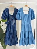 Kare Yakalı Ve Gipe Detaylı Tensel Elbise 2883 thumbnail 12