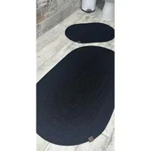 Jüt Hasır 2li Banyo Paspas Takımı-Siyah - 1