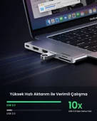 UGREEN 6'sı 1 Arada 2 USB 3.0 100W 6K PD Port Çoklayıcı Hub, 80856 - 6