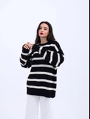 43111 TRİKO ÇİZGİLİ SALAŞ KAZAK-SİYAH-EKRU thumbnail 1