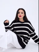 43111 TRİKO ÇİZGİLİ SALAŞ KAZAK-SİYAH-EKRU thumbnail 3