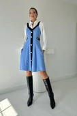 Mavi Siyah Süs Cepli Askılı Elbise thumbnail 1