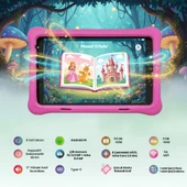 NPO NPK01Pro 8" 1280x800 IPS Ekran 4GB 64GB Android14 A523 2.0GHz Antişok Kılıf Çocuk Tableti Pembe - 2