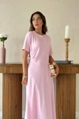 Pudra Pileli Bisiklet Yaka Elbise thumbnail 3