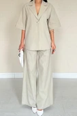 Bej Önü Tek Düğmeli Ceket Pantolon Takım thumbnail 3