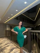 Kadın Dalgıç Krep V Yaka Ve Sırt Dekolte Detaylı Elbise thumbnail 2