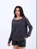 4215 TRİKO ÇİZGİLİ SALAŞ KAZAK-ANTRASİT-SİYAH thumbnail 1
